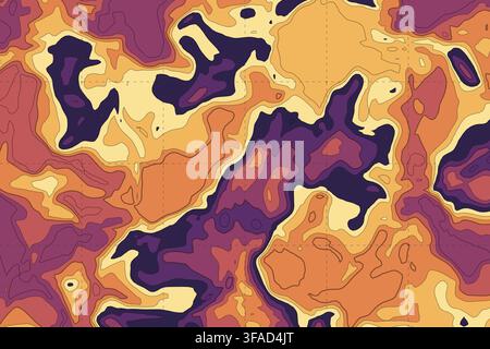 Colorful abstract topographic map showing elevation contours Stock Vector