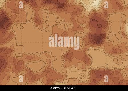 Topographic map showing terrain elevation contours Stock Vector