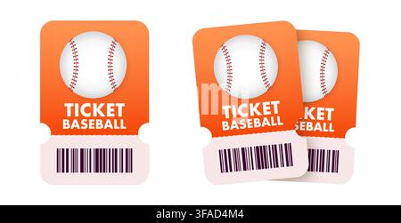 Baseball game tickets with barcode for event admission Stock Vector