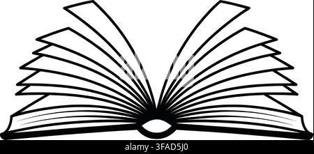 A clean, isolated line art vector illustration of an open book with fanned pages. Perfect for educational, reading, or literary-themed projects. Simpl Stock Vector