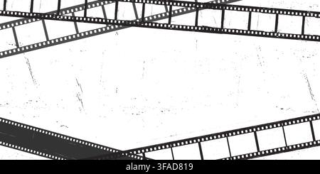 Vintage film strip background. Movie strips border. Retro grunge texture for filmstrip, photo frames. Horizontal banners with movie, video effect Stock Vector