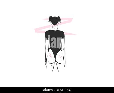 Woman from Back in Emotional Isolation, Loneliness and Psychological Stress, Vulnerable Female Body Language, Anxiety and Inner Feelings Minimal Stock Vector