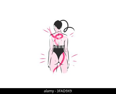 Woman with Flowing Emotional Energy, Female Psychology and Inner Feelings, Stress, Sensitivity, Vulnerability, Mental State and Abstract Emotion Stock Vector