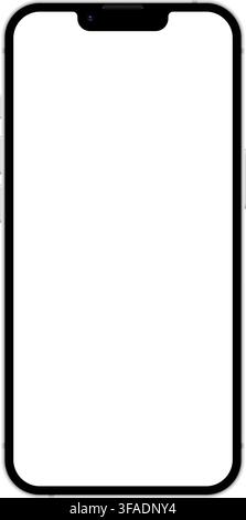 Realistic white smartphone empty screen frame overlay mockup. Mobile phone display template isolated on transparent bg. Device front view. Smart phone Stock Vector