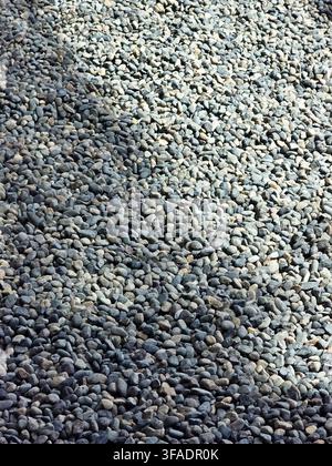 Smooth Gray Pebbles and Gravel Stone Surface Texture Stock Photo