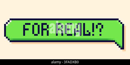 Back to School pixel art color speech bubble with for real phrase. Stock Vector