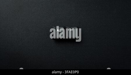 Minimal AI concept using two keyboard keys on a dark background, representing artificial intelligence, software, automation, data, robotics Stock Photo