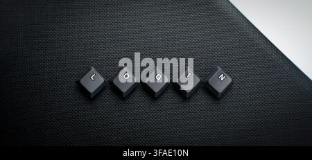 Login Access Concept With Keyboard Keys On Dark Background Stock Photo