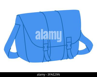 Courier Carryall Messenger Bag silhouette. Fashion accessory technical illustration. Vector satchel front 3-4 view for Men, women, unisex style, flat handbag CAD mockup sketch outline isolated Stock Vector