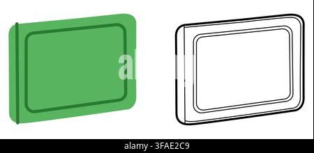 Card holder Wallet front and back with pockets and window pouches and cosmetic bags. Fashion accessory technical illustration for Men, women, unisex silhouette style, flat CAD sketch outline isolated Stock Vector