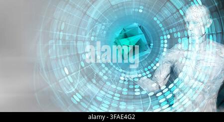 Blue Digital Interface Showcasing Cyber Security Technology Protection Stock Photo