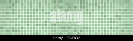 Green ceramic tile background, seamless square mosaic pattern for bathroom wall and floor. Stock Vector
