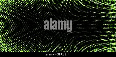 Green halftone background, abstract glittering dots backdrop, disco texture design, shiny confetti banner. Stock Vector