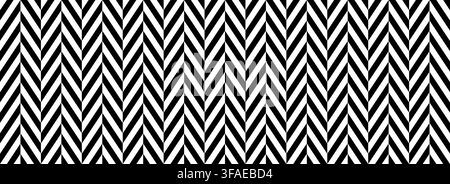 Black and white chevron seamless pattern. Monochrome zigzag stripes background. Repeating Geometric Herringbone texture for textile fabric print, parquet floor tile design. Vector mosaic tessellation Stock Vector
