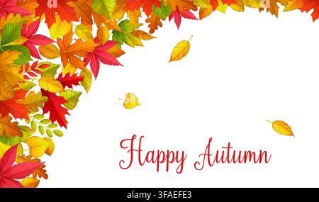 Hello autumn fall season placard and greeting card Stock Vector