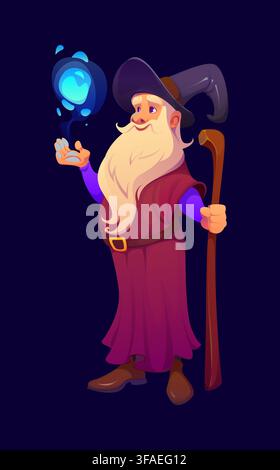 Cartoon Halloween wizard character Stock Vector