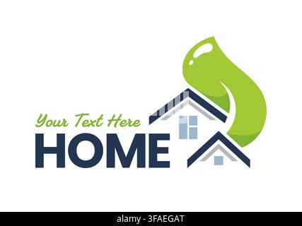 Eco friendly real estate emblem with green leaf Stock Vector