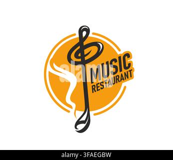 Live music restaurant and cafe bar icon with ladle Stock Vector