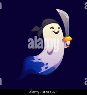Cartoon Halloween ghost character in bandana Stock Vector