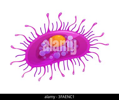 Cartoon protozoa microorganism with oval cell body Stock Vector