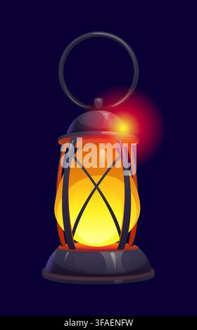 Cartoon Halloween lantern lamp with oil kerosene Stock Vector