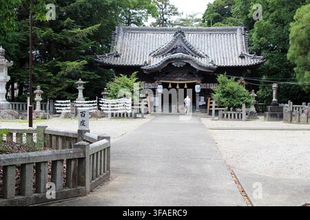 worship hall of Omiwa Shrine along the pilgrimage route in Tokushima City, Tokushima, Japan July 2026. Stock Photo