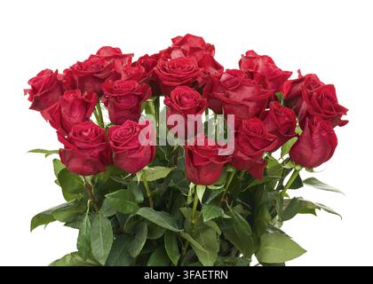 Colorful Flower Bouquet from Red Roses Arrangement Centerpiece Isolated on White Background. Closeup Stock Photo