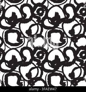 Monochrome Abstract Brush strokes pattern design for fashion textiles, graphics and crafts Stock Vector
