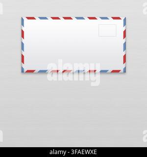 Post envelope on gray wooden background. Highly detailed illustration Stock Photo