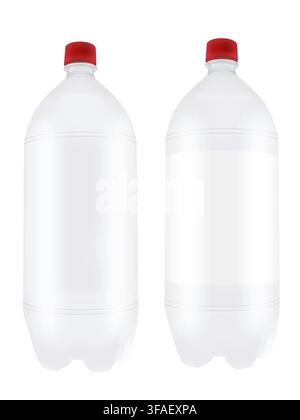 Empty two liter plastic bottles isolated on white background. Highly detailed illustration Stock Photo