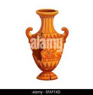 Cartoon broken ancient ceramic vase illustration Stock Vector