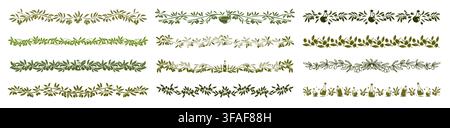 Greek olive dividers, border frame separators Stock Vector