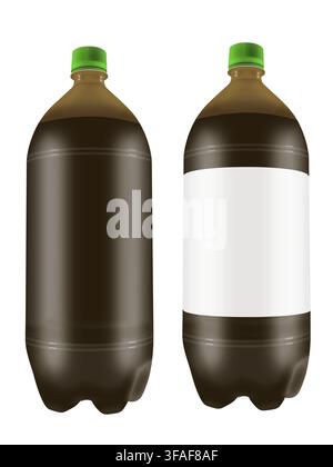 Beer in two liter plastic bottles isolated on white background. Highly detailed illustration Stock Photo
