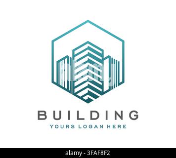 Residence apartment and building construction icon Stock Vector