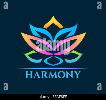 Colorful lotus flower and yoga emblem Stock Vector