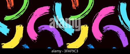 Abstract brush arch seamless pattern with curved lines. Stock Vector