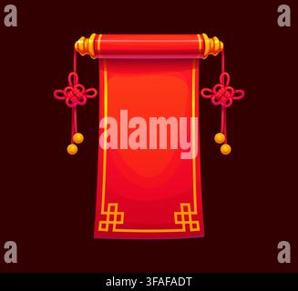 Cartoon red Chinese paper scroll manuscript Stock Vector