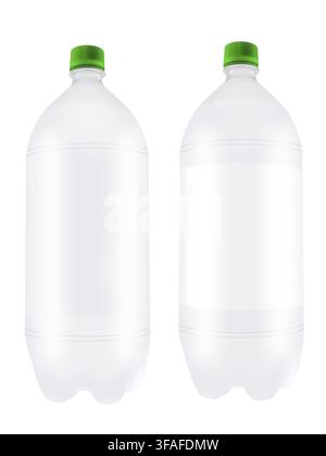 Empty two liter plastic bottles isolated on white background. Highly detailed illustration Stock Photo
