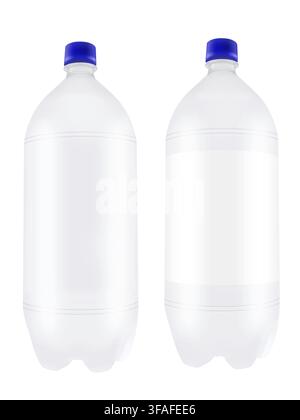 Empty two liter plastic bottles isolated on white background. Highly detailed illustration Stock Photo