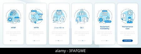 Maintenance benchmark metrics onboarding mobile app screen Stock Vector