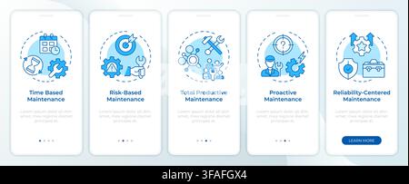 Maintenance execution strategies onboarding mobile app screen Stock Vector