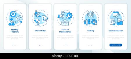 Maintenance execution workflow onboarding mobile app screen Stock Vector