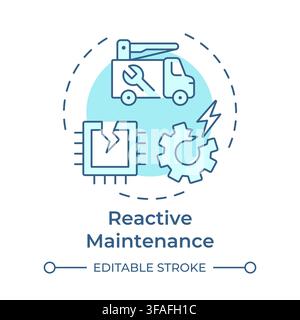 Reactive maintenance soft blue concept icon Stock Vector