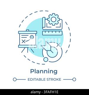Planning soft blue concept icon Stock Vector
