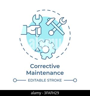 Corrective maintenance soft blue concept icon Stock Vector