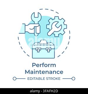 Perform maintenance soft blue concept icon Stock Vector