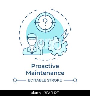 Proactive maintenance soft blue concept icon Stock Vector