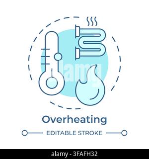 Overheating soft blue concept icon Stock Vector