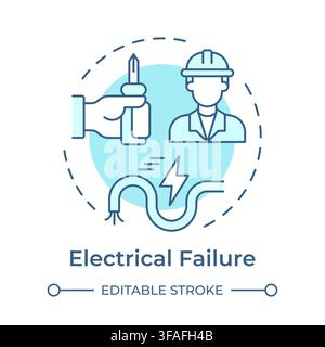 Electrical failure soft blue concept icon Stock Vector
