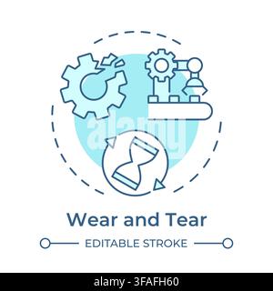 Wear and tear soft blue concept icon Stock Vector